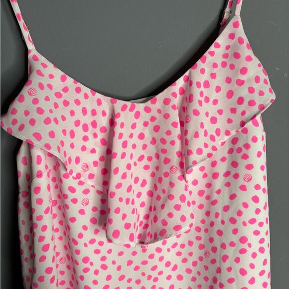 Lilly Pulitzer Pink and White Polka Dot Camisole Ruffle Detail Size XS - Picture 6 of 8